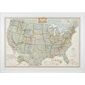 Craig Frames Wayfarer, Executive United States Push Pin Travel Map, Textured White Frame and Pins, 24 by 36-Inch