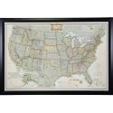 Craig Frames Wayfarer, Executive United States Push Pin Travel Map, Contemporary Wide Black Satin Frame and Pins, 24 by 36-Inch