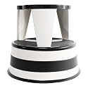 Round Step Stool for Kitchens, Cramer Kik-Step Heavy Duty Rolling Steel Stool, Non-Slip, Holds 350 lbs (White)