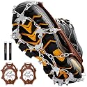 Crampons Ice Cleats Traction Snow Grips for Boots Shoes Women Men Anti Slip 19 Stainless Steel Spikes Safe Protect for Hiking Fishing Walking Climbing Mountaineering
