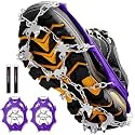 Crampons Ice Cleats Traction Snow Grips for Boots Shoes Women Men Anti Slip 19 Stainless Steel Spikes Safe Protect for Hiking Fishing Walking Climbing Mountaineering