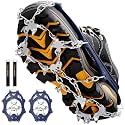 Crampons Ice Cleats Traction Snow Grips for Boots Shoes Women Men Anti Slip 19 Stainless Steel Spikes Safe Protect for Hiking Fishing Walking Climbing Mountaineering