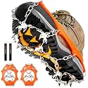Crampons Ice Cleats Traction Snow Grips for Boots Shoes Women Men Anti Slip 19 Stainless Steel Spikes Safe Protect for Hiking Fishing Walking Climbing Mountaineering