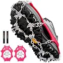 Crampons Ice Cleats Traction Snow Grips for Boots Shoes Women Men Anti Slip 19 Stainless Steel Spikes Safe Protect for Hiking Fishing Walking Climbing Mountaineering