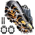 Crampons Ice Cleats Traction Snow Grips for Boots Shoes Women Men Anti Slip 19 Stainless Steel Spikes Safe Protect for Hiking Fishing Walking Climbing Mountaineering (Black, M)