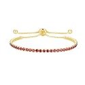 Cranmadia Sterling Silver Birthstone Tennis Bracelets for Women 2.5mm Tennis Bolo Bracelet Fashion Jewelry Birthday Gifts for Women Mom Wife | Adjustable Size 9"