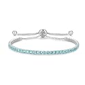 Cranmadia Sterling Silver Birthstone Tennis Bracelets for Women 2.5mm Tennis Bolo Bracelet Fashion Jewelry Birthday Gifts for Women Mom Wife | Adjustable Size 9"
