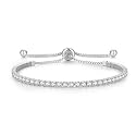 Cranmadia Sterling Silver Birthstone Tennis Bracelets for Women 2.5mm Tennis Bolo Bracelet Fashion Jewelry Birthday Gifts for Women Mom Wife | Adjustable Size 9"
