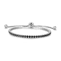 Cranmadia Sterling Silver Birthstone Tennis Bracelets for Women 2.5mm Tennis Bolo Bracelet Fashion Jewelry Birthday Gifts for Women Mom Wife | Adjustable Size 9"