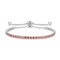Cranmadia Sterling Silver Birthstone Tennis Bracelets for Women 2.5mm Tennis Bolo Bracelet Fashion Jewelry Birthday Gifts for Women Mom Wife | Adjustable Size 9"