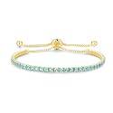 Cranmadia Sterling Silver Birthstone Tennis Bracelets for Women 2.5mm Tennis Bolo Bracelet Fashion Jewelry Birthday Gifts for Women Mom Wife | Adjustable Size 9"