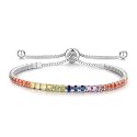 Cranmadia Sterling Silver Birthstone Tennis Bracelets for Women 2.5mm Tennis Bolo Bracelet Fashion Jewelry Birthday Gifts for Women Mom Wife | Adjustable Size 9"