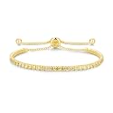 Cranmadia Sterling Silver Birthstone Tennis Bracelets for Women 2.5mm Tennis Bolo Bracelet Fashion Jewelry Birthday Gifts for Women Mom Wife | Adjustable Size 9"