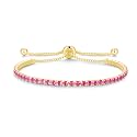 Cranmadia Sterling Silver Birthstone Tennis Bracelets for Women 2.5mm Tennis Bolo Bracelet Fashion Jewelry Birthday Gifts for Women Mom Wife | Adjustable Size 9"