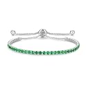 Cranmadia Sterling Silver Birthstone Tennis Bracelets for Women 2.5mm Tennis Bolo Bracelet Fashion Jewelry Birthday Gifts for Women Mom Wife | Adjustable Size 9"