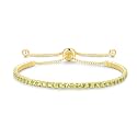 Cranmadia Sterling Silver Birthstone Tennis Bracelets for Women 2.5mm Tennis Bolo Bracelet Fashion Jewelry Birthday Gifts for Women Mom Wife | Adjustable Size 9"