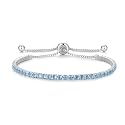 Cranmadia Sterling Silver Birthstone Tennis Bracelets for Women 2.5mm Tennis Bolo Bracelet Fashion Jewelry Birthday Gifts for Women Mom Wife | Adjustable Size 9"