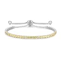 Cranmadia Sterling Silver Birthstone Tennis Bracelets for Women 2.5mm Tennis Bolo Bracelet Fashion Jewelry Birthday Gifts for Women Mom Wife | Adjustable Size 9"