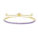 Cranmadia Sterling Silver Birthstone Tennis Bracelets for Women 2.5mm Tennis Bolo Bracelet Fashion Jewelry Birthday Gifts for Women Mom Wife | Adjustable Size 9"