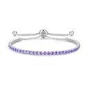 Cranmadia Sterling Silver Birthstone Tennis Bracelets for Women 2.5mm Tennis Bolo Bracelet Fashion Jewelry Birthday Gifts for Women Mom Wife | Adjustable Size 9"