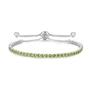 Cranmadia Sterling Silver Birthstone Tennis Bracelets for Women 2.5mm Tennis Bolo Bracelet Fashion Jewelry Birthday Gifts for Women Mom Wife | Adjustable Size 9"