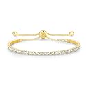 Cranmadia Sterling Silver Birthstone Tennis Bracelets for Women 2.5mm Tennis Bolo Bracelet Fashion Jewelry Birthday Gifts for Women Mom Wife | Adjustable Size 9"