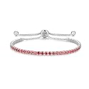 Cranmadia Sterling Silver Birthstone Tennis Bracelets for Women 2.5mm Tennis Bolo Bracelet Fashion Jewelry Birthday Gifts for Women Mom Wife | Adjustable Size 9"