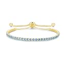 Cranmadia Sterling Silver Birthstone Tennis Bracelets for Women 2.5mm Tennis Bolo Bracelet Fashion Jewelry Birthday Gifts for Women Mom Wife | Adjustable Size 9"