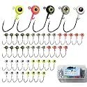Crappie Jig Heads Kit, 45/50-Pack, 1/32oz, 1/16oz, 1/8oz, 5 Colors Fishing Jigs for Bass, Walleye, Panfish Freshwater Fishing