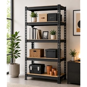 crasome 5-tier metal storage rack adjustable boltless steel shelving unit with mdf boards multipurpose storage rack for home garage warehouse kitchen amp office 54x24x12 inch