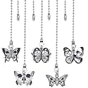 CRASPIRE 10Pcs 5 Style Halloween Ceiling Fan Pull Chain Extender Skull Butterfly Charm Pendant 12.6 Inch Decorative Extension Connector Ball Bead Cord Replacement Hanging Ornaments for Lighting Lamp