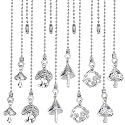 CRASPIRE 10Pcs 5 Style Mushroom Ceiling Fan Pull Chain Extender Charm Pendant Adjustable Decorative 12.6 Inch Extension Connector Ball Bead Cord Replacement Hanging Ornaments for Lighting Lamp Decor