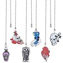 CRASPIRE 6 Style Skull Halloween Ceiling Fan Pull Chain Extender Spooky Charm Pendant Decorative 12.6 Inch Extension Connector Ball Bead Cord Replacement Hanging Ornaments for Lighting Lamp Decor