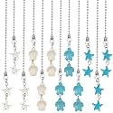 CRASPIRE 12Pcs 4 Style Sea Turtle Ceiling Fan Pull Chain Extender Ocean Starfish Natural Turquoise Charm Pendant Decorative 12.6" Extension Connector Replacement Hanging Ornaments for Lighting Lamp