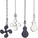 CRASPIRE 4Pcs 2 Style Bulb Ceiling Fan Pull Chain Ornaments Extender Charm Retro Pendant Adjustable Decorative Extension Connector Ball Bead Cord Replacement Hanging for Lighting Lamp Decor, 12.3inch