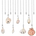CRASPIRE 6 Style Seashell Ceiling Fan Pull Chain Extender Charm Pendant Ocean Boho Adjustable Decorative 12.6in Extension Connector Ball Bead Cord Replacement Hanging Ornaments for Lighting Lamp Decor