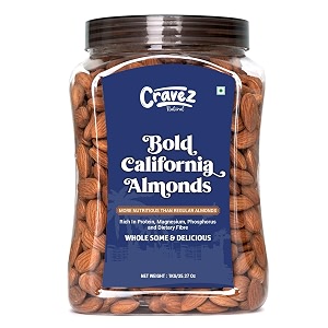 cravez california almonds - 250gm  badam  high in vitamins  high in fiber amp boost immunity  whole natural badam  real nuts  gluten free hygienically packed  healthy snacks for adults amp kids