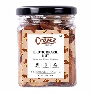 cravez natural exotic brazil nuts -100 gm grade a  nuts premium jumbo size imported - richest natural source of selenium