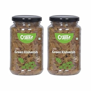 cravez seedless green raisins 1000 gm  kishmish  nutritious dried grapes  rich in iron 100 natural  no preservatives  no additives  healthy snacks