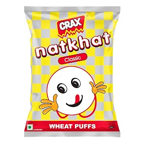 crax natkhat classic wheat puffs 63g68g  no maida healthy and crunchy snacks  social gatherings fun snack  crunchy gourmet snacks for parties drinks tea amp coffee  100 vegetarian weight may vary