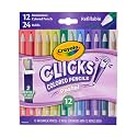 Crayola Clicks 2.0mm Mechanical Colored Pencil Set, 12 Pastel Colors, Cute School Supplies for Teachers, 24 Replacement Cores, Ages 6+