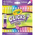 Crayola Clicks 2.0mm Mechanical Colored Pencil Set, 12 Neon Colors, Coloring Pencils for Kids, No Sharpen, 24 Replacement Cores, Ages 5+