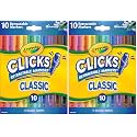 Crayola Clicks Retractable Tip Markers (10ct), Stocking Stuffers for Kids & Toddlers, Cone Tip Washable Art Marker Set, Coloring Book Supplies, No Dry, 3+ (Pack of 2)