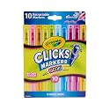 Crayola Clicks Retractable Tip Neon Washable Markers 10ct, School Supplies