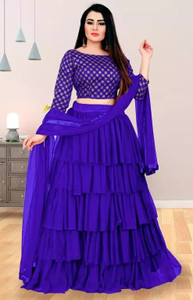 craze n world embroidered semi stitched lehenga choli light blue
