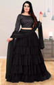 CRAZE N WORLD Embroidered Semi Stitched Lehenga Choli (Black)