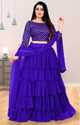CRAZE N WORLD Embroidered Semi Stitched Lehenga Choli (Light Blue)