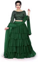 CRAZE N WORLD Embroidered Semi Stitched Lehenga Choli (Green)