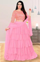 CRAZE N WORLD Embroidered Semi Stitched Lehenga Choli (Pink)