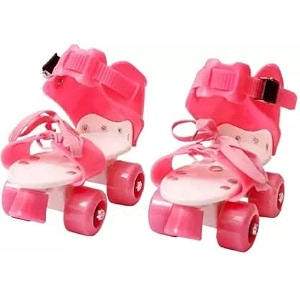 crazybuy adjustable roller skate pink 4 wheel skating shoes for kids age group 6-12 years quad roller skates quad roller skates